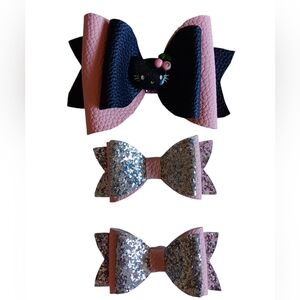 3 hair bows clip